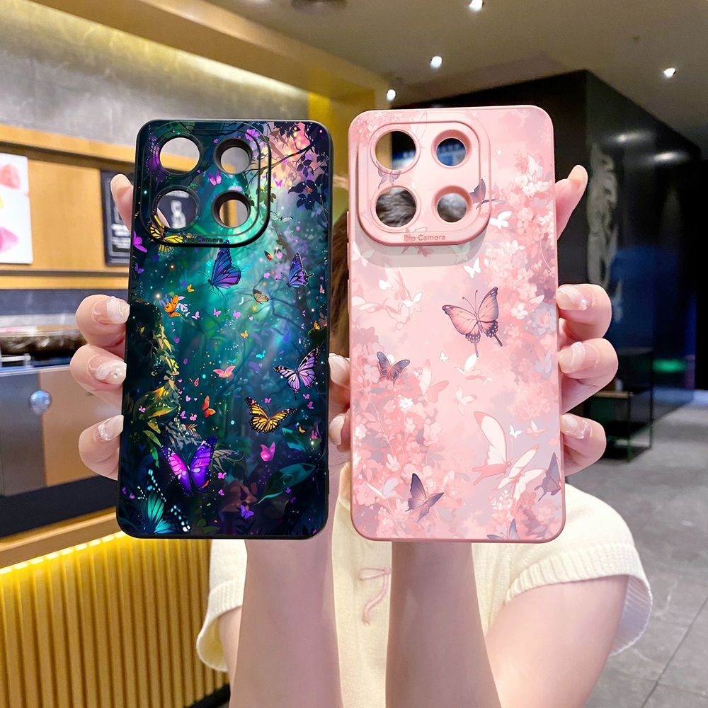For Xiaomi Redmi Note 13 12 Pro 5G 12S 11S 13C A1 10 Pro 4G 10S Redmi 10C 9C Butterfly Flower Full Protective Case Anti Drop Cover