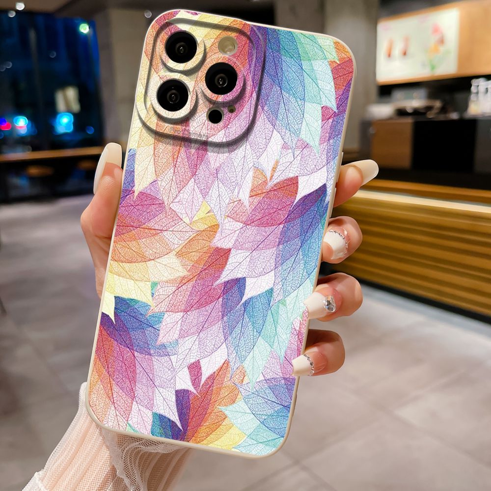 For iPhone 16 Pro Max 14 Plus 13 Pro Max 12 11 XR 8 7 SE 2022 XS Max Luxury Leaves Full Protective Case Anti Drop Cover