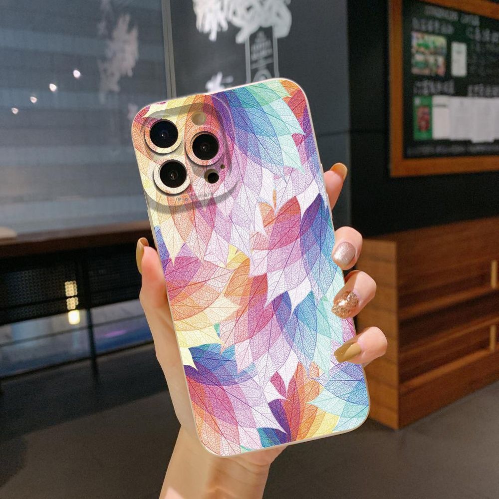 For iPhone 16 Pro Max 14 Plus 13 Pro Max 12 11 XR 8 7 SE 2022 XS Max Luxury Leaves Full Protective Case Anti Drop Cover