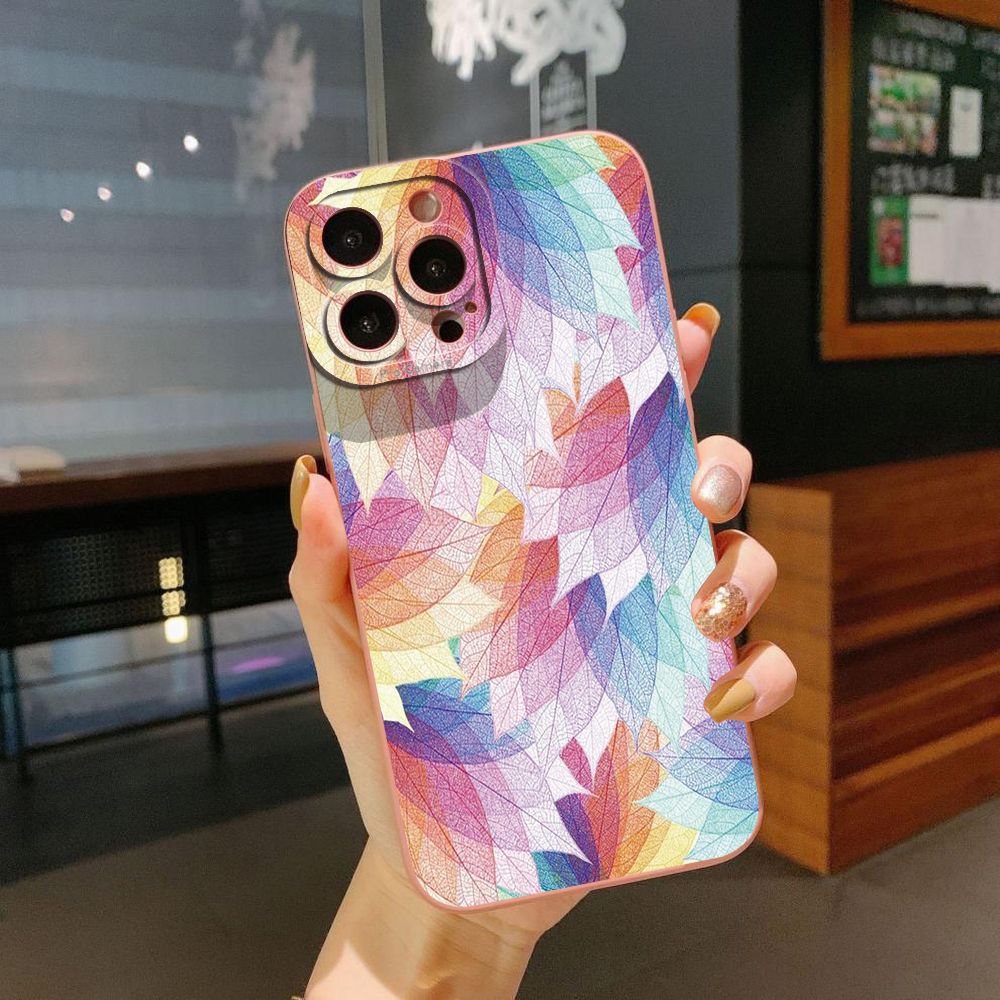 For iPhone 16 Pro Max 14 Plus 13 Pro Max 12 11 XR 8 7 SE 2022 XS Max Luxury Leaves Full Protective Case Anti Drop Cover