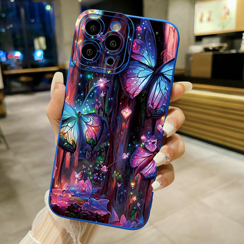 For iPhone 16 Pro Max 14 Plus 13 Pro Max 12 11 XR 8 7 SE 2022 XS Max Luxury Butterfly Full Protective Case Anti Drop Cover