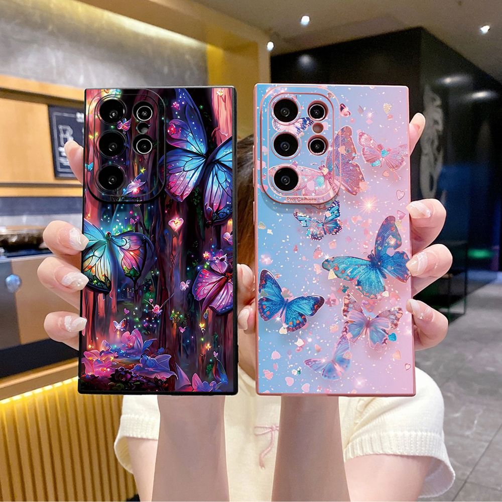 For Samsung Galaxy S24 S23 Ultra S22 Plus Note 20 S21 FE S20 Luxury Butterfly Full Protective Case Anti Drop Cover