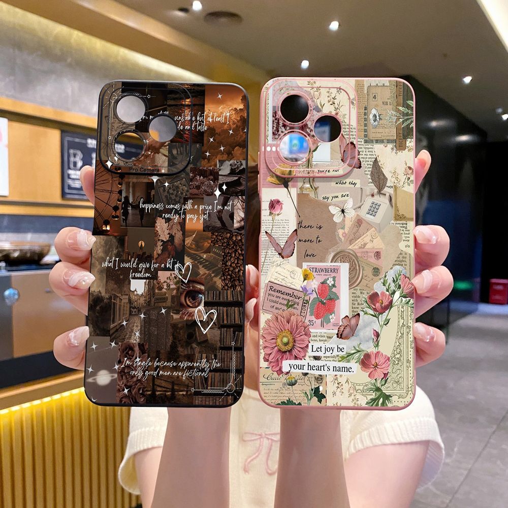 For OPPO Reno11 Reno12 F Reno7 4G Reno6 Reno8 Z 5G Reno5 F Reno4 Vintage Art Town Butterfly Full Protective Case Anti Drop Cover