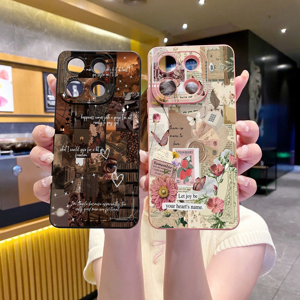For Xiaomi Redmi Note 13 12 Pro 5G 12S 11S 13C A1 10 Pro 4G 10S Redmi 10C 9C Vintage Art Town Butterfly Full Protective Case Anti Drop Cover