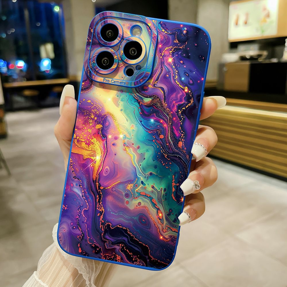 For iPhone 16 Pro Max 14 Plus 13 Pro Max 12 11 XR 8 7 SE 2022 XS Max Luxury Marble Full Protective Case Anti Drop Cover