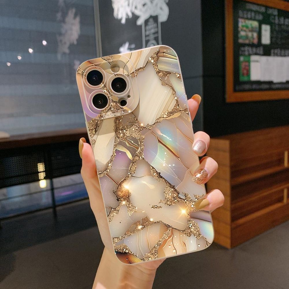 For iPhone 16 Pro Max 14 Plus 13 Pro Max 12 11 XR 8 7 SE 2022 XS Max Luxury Marble Full Protective Case Anti Drop Cover