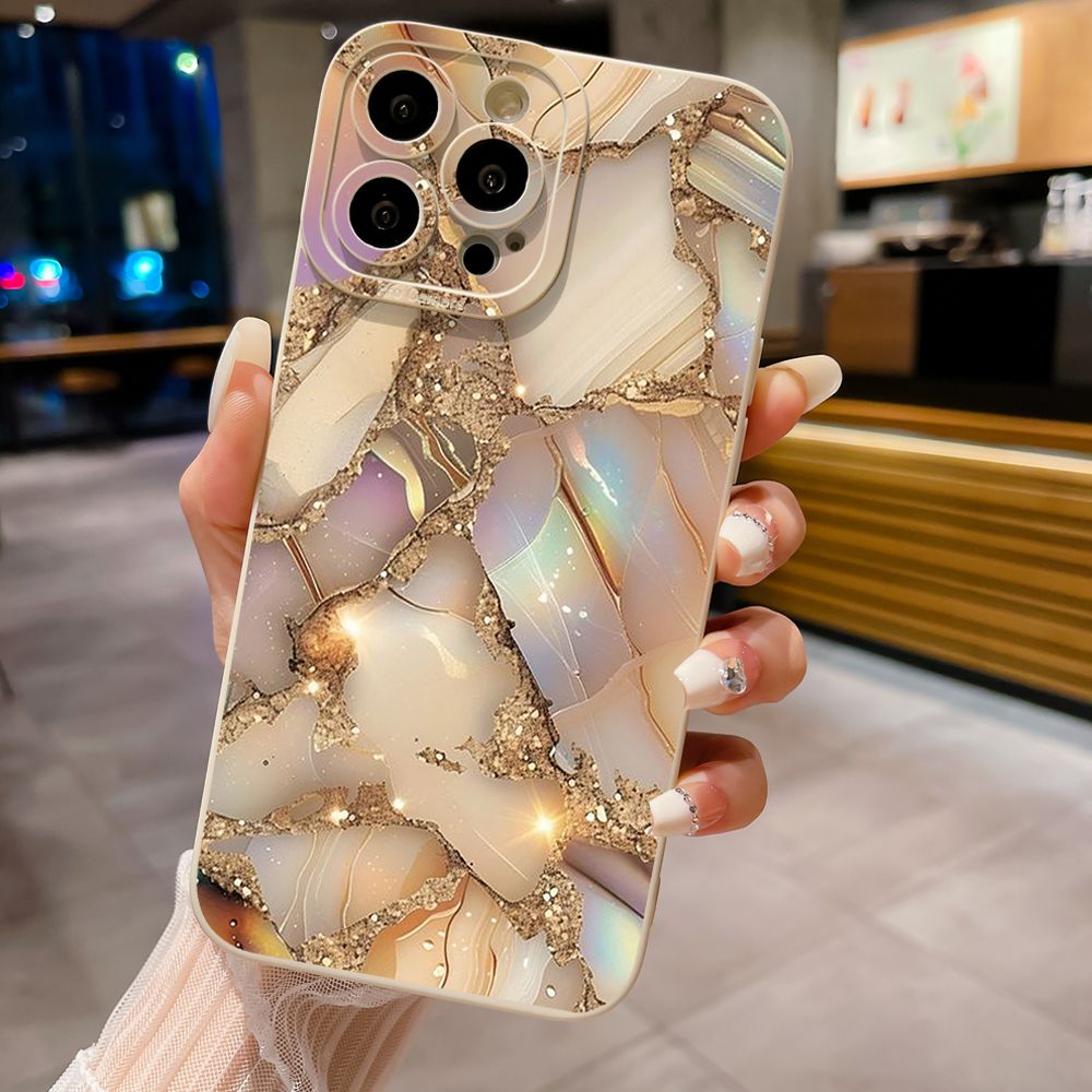 For iPhone 16 Pro Max 14 Plus 13 Pro Max 12 11 XR 8 7 SE 2022 XS Max Luxury Marble Full Protective Case Anti Drop Cover