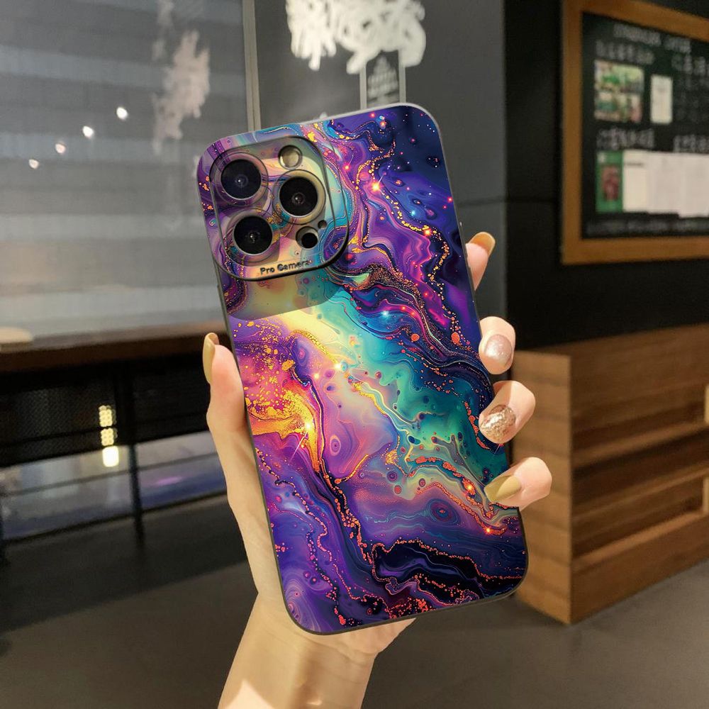 For iPhone 16 Pro Max 14 Plus 13 Pro Max 12 11 XR 8 7 SE 2022 XS Max Luxury Marble Full Protective Case Anti Drop Cover