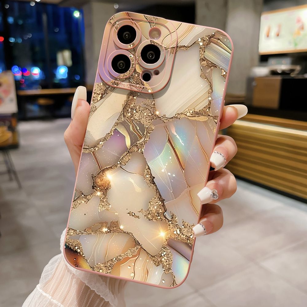 For iPhone 16 Pro Max 14 Plus 13 Pro Max 12 11 XR 8 7 SE 2022 XS Max Luxury Marble Full Protective Case Anti Drop Cover