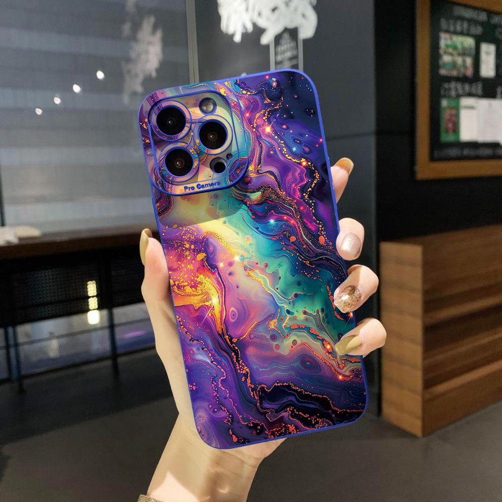 For iPhone 16 Pro Max 14 Plus 13 Pro Max 12 11 XR 8 7 SE 2022 XS Max Luxury Marble Full Protective Case Anti Drop Cover