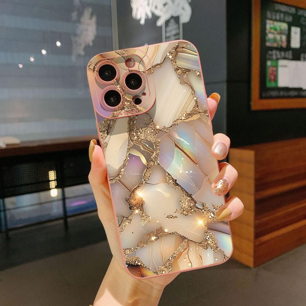 For iPhone 16 Pro Max 14 Plus 13 Pro Max 12 11 XR 8 7 SE 2022 XS Max Luxury Marble Full Protective Case Anti Drop Cover