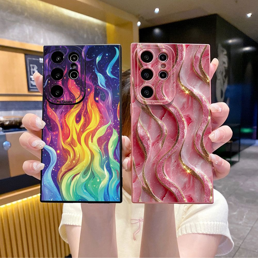 For Samsung Galaxy S24 S23 Ultra S22 Plus Note 20 S21 FE S20 Colorful Flame Full Protective Case Anti Drop Cover