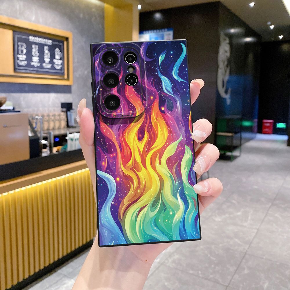 For Samsung Galaxy S24 S23 Ultra S22 Plus Note 20 S21 FE S20 Colorful Flame Full Protective Case Anti Drop Cover