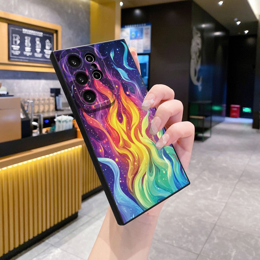 For Samsung Galaxy S24 S23 Ultra S22 Plus Note 20 S21 FE S20 Colorful Flame Full Protective Case Anti Drop Cover