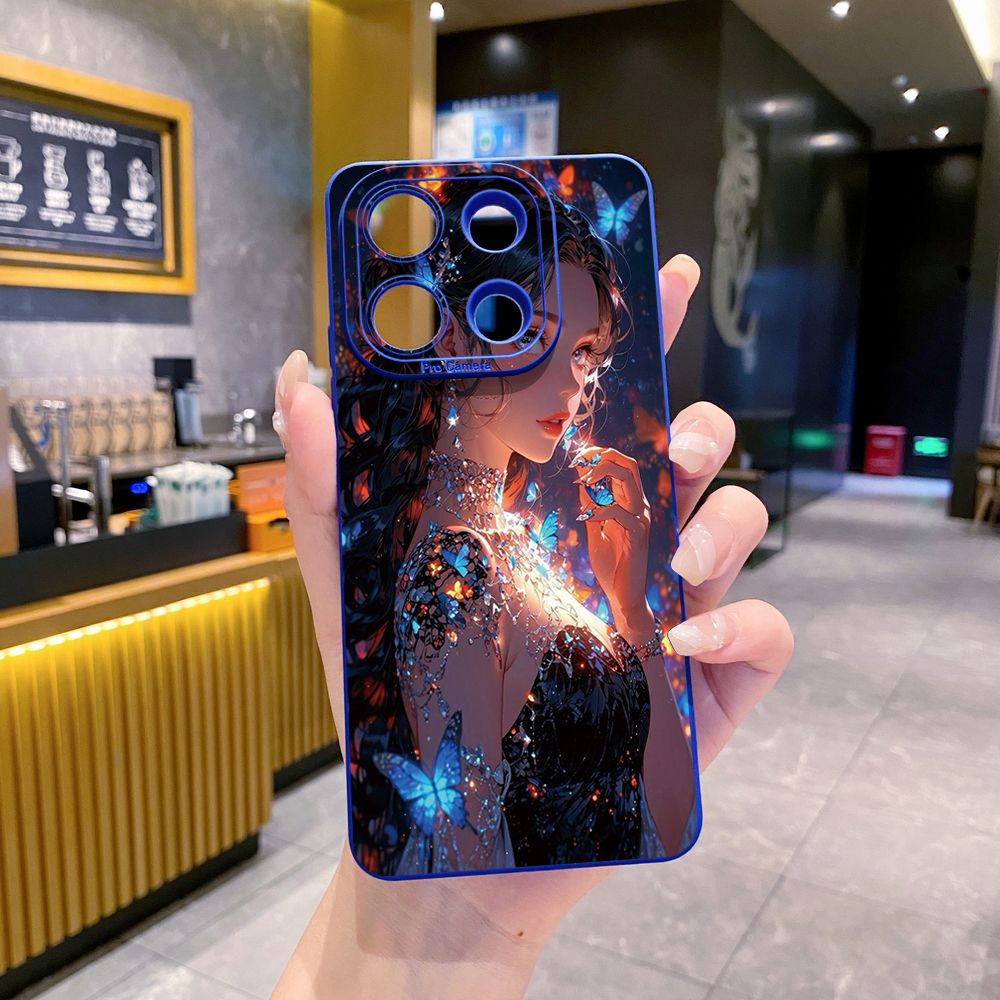 For Xiaomi Redmi Note 13 12 Pro 5G 12S 11S 13C A1 10 Pro 4G 10S Redmi 10C 9C Butterfly Girl Cat Full Protective Case Anti Drop Cover