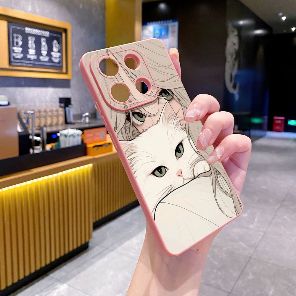 For Xiaomi Redmi Note 13 12 Pro 5G 12S 11S 13C A1 10 Pro 4G 10S Redmi 10C 9C Butterfly Girl Cat Full Protective Case Anti Drop Cover
