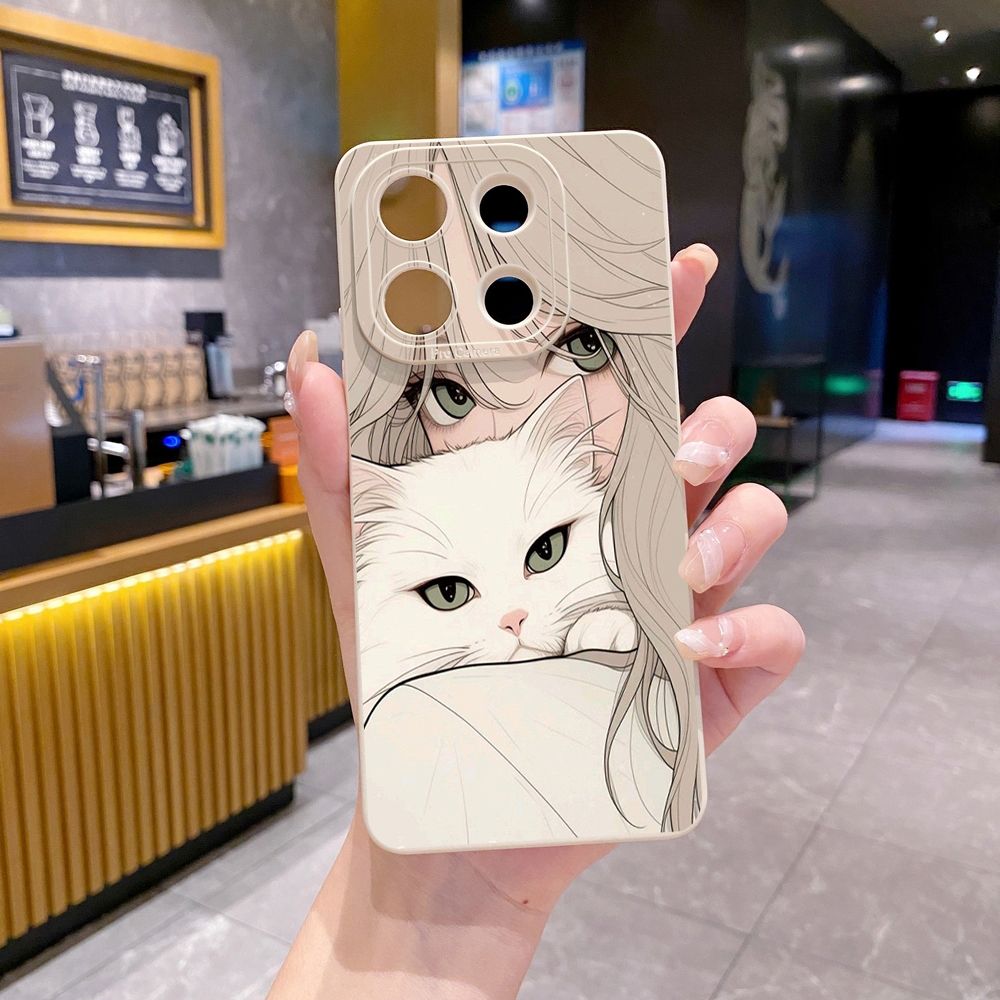 For Xiaomi Redmi Note 13 12 Pro 5G 12S 11S 13C A1 10 Pro 4G 10S Redmi 10C 9C Butterfly Girl Cat Full Protective Case Anti Drop Cover