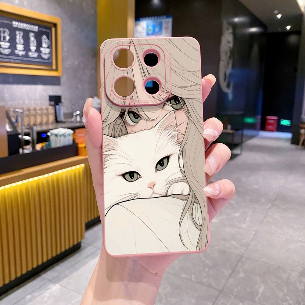 For Xiaomi Redmi Note 13 12 Pro 5G 12S 11S 13C A1 10 Pro 4G 10S Redmi 10C 9C Butterfly Girl Cat Full Protective Case Anti Drop Cover