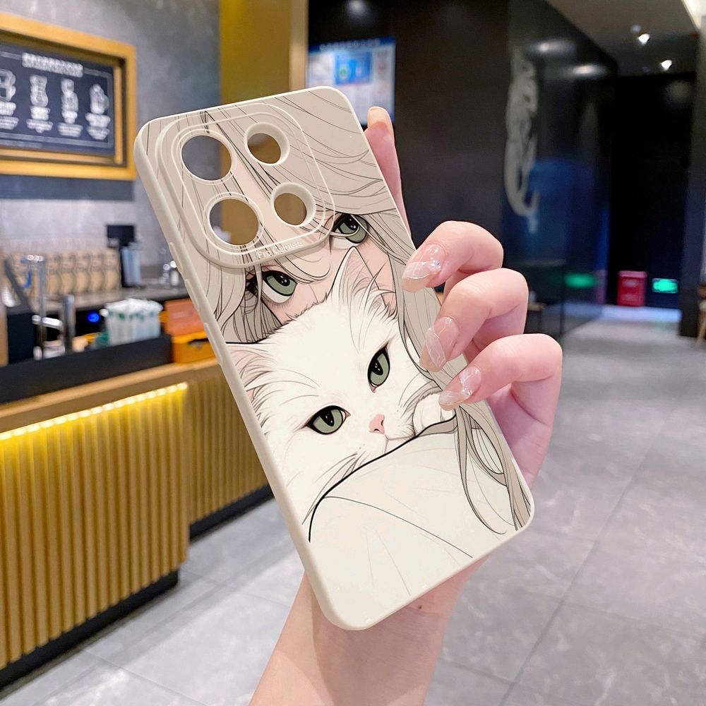 For Xiaomi Redmi Note 13 12 Pro 5G 12S 11S 13C A1 10 Pro 4G 10S Redmi 10C 9C Butterfly Girl Cat Full Protective Case Anti Drop Cover