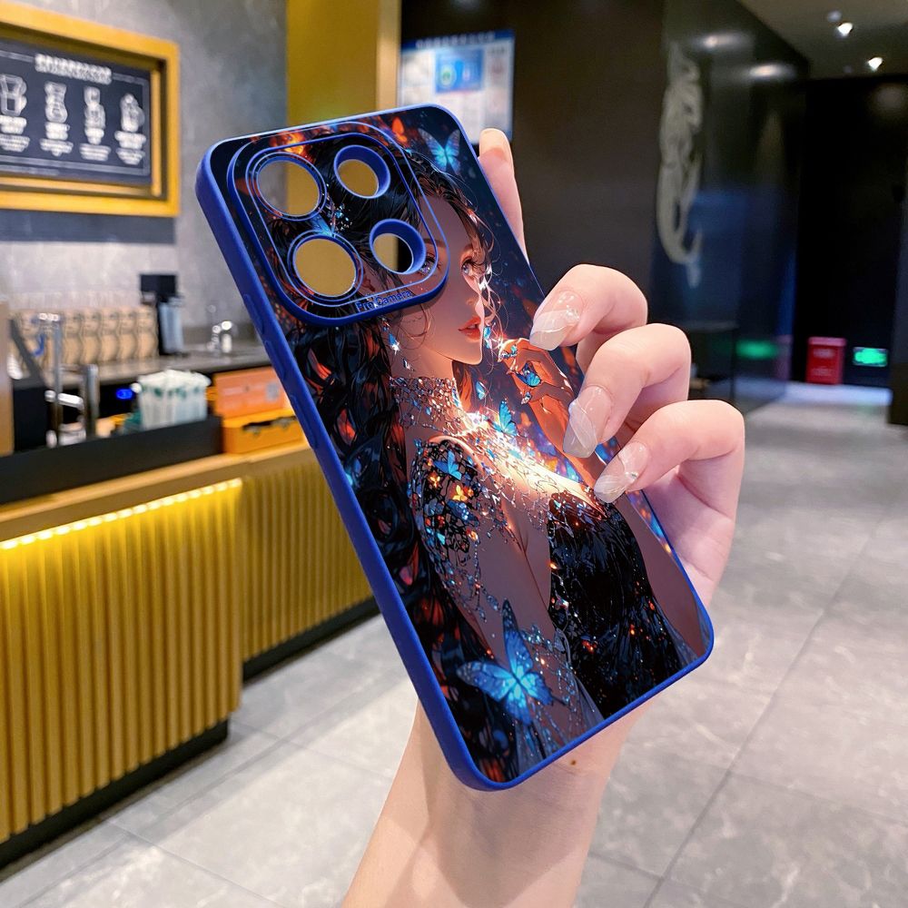 For Xiaomi Redmi Note 13 12 Pro 5G 12S 11S 13C A1 10 Pro 4G 10S Redmi 10C 9C Butterfly Girl Cat Full Protective Case Anti Drop Cover