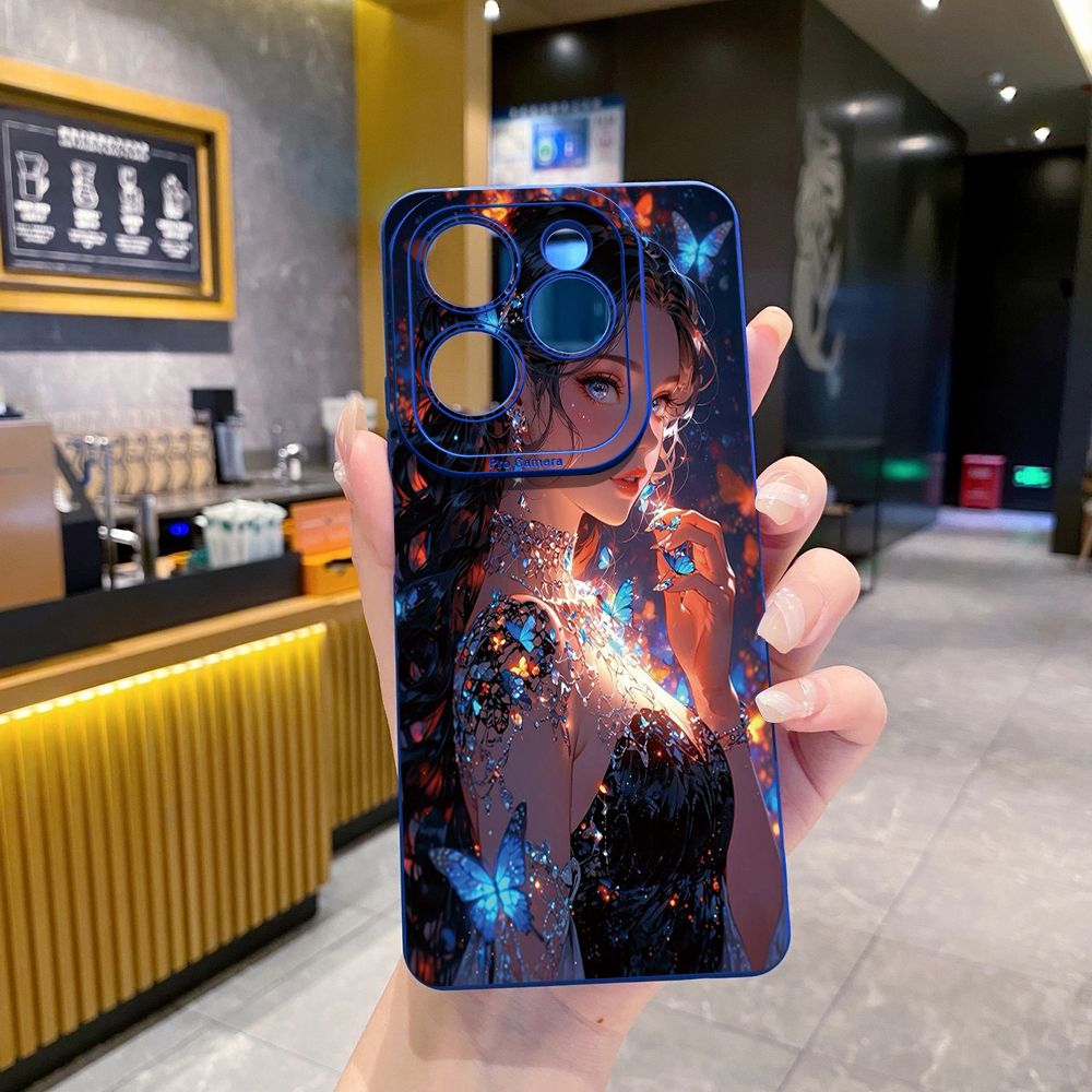 For Infinix Hot 50i 40i 40 Pro Note 12 G96 30 Hot 20 Play 12i 30i 20i 10S 11 Play 11S 10i Smart 8 9 5 Butterfly Girl Cat Full Protective Case Anti Drop Cover