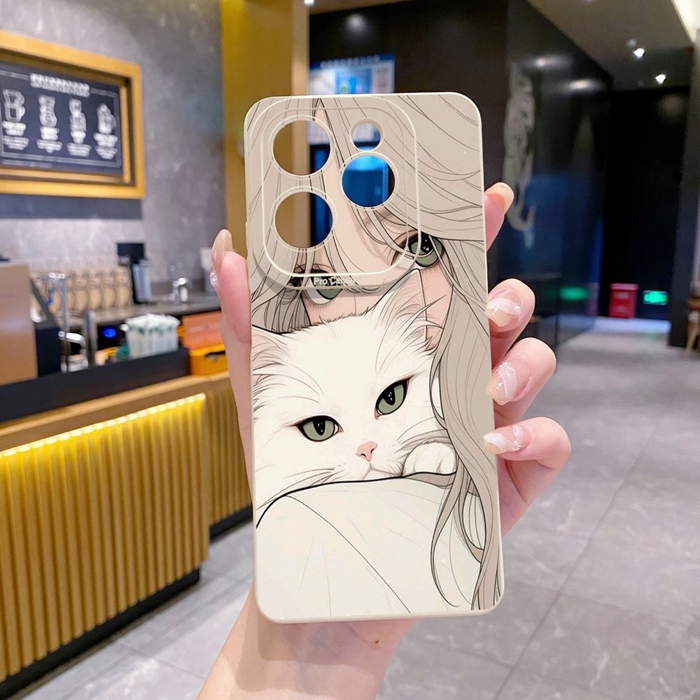 For Infinix Hot 50i 40i 40 Pro Note 12 G96 30 Hot 20 Play 12i 30i 20i 10S 11 Play 11S 10i Smart 8 9 5 Butterfly Girl Cat Full Protective Case Anti Drop Cover