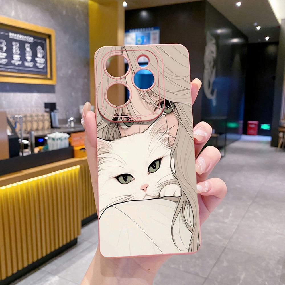 For Infinix Hot 50i 40i 40 Pro Note 12 G96 30 Hot 20 Play 12i 30i 20i 10S 11 Play 11S 10i Smart 8 9 5 Butterfly Girl Cat Full Protective Case Anti Drop Cover