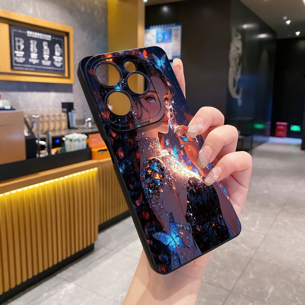 For Infinix Hot 50i 40i 40 Pro Note 12 G96 30 Hot 20 Play 12i 30i 20i 10S 11 Play 11S 10i Smart 8 9 5 Butterfly Girl Cat Full Protective Case Anti Drop Cover