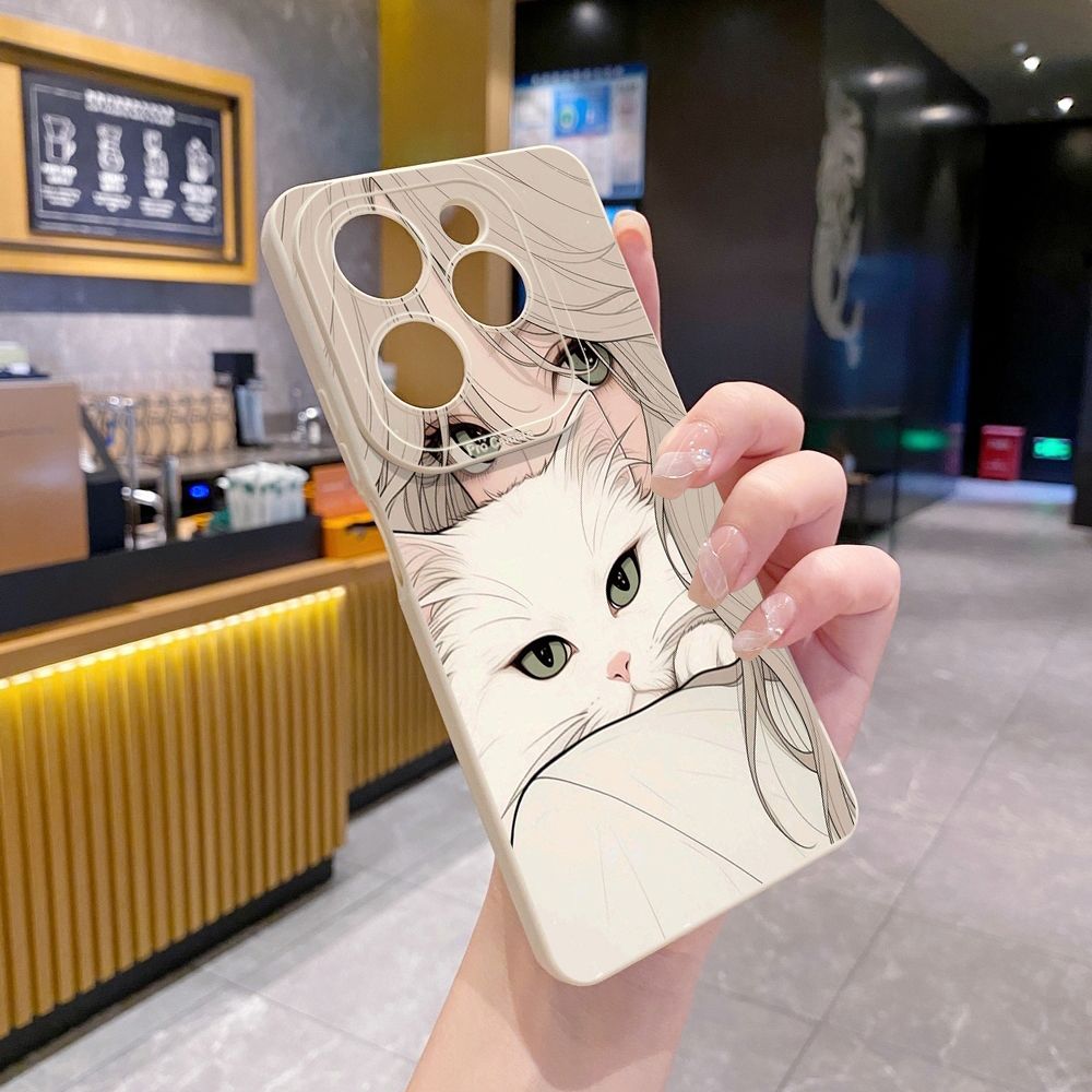 For Infinix Hot 50i 40i 40 Pro Note 12 G96 30 Hot 20 Play 12i 30i 20i 10S 11 Play 11S 10i Smart 8 9 5 Butterfly Girl Cat Full Protective Case Anti Drop Cover