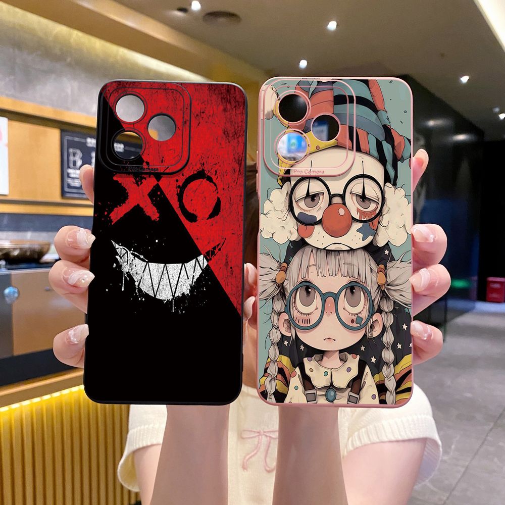 For Realme C61 C63 C65 C67 C53 C51 Note 50 60 C21 C33 C30 C35 C11 2021 C12 C15 C21Y C25Y Realme 12 13 Cute Evil Clown Full Protective Case Anti Drop Cover