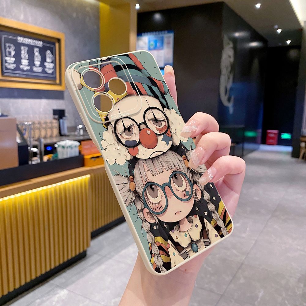 For Realme C61 C63 C65 C67 C53 C51 Note 50 60 C21 C33 C30 C35 C11 2021 C12 C15 C21Y C25Y Realme 12 13 Cute Evil Clown Full Protective Case Anti Drop Cover