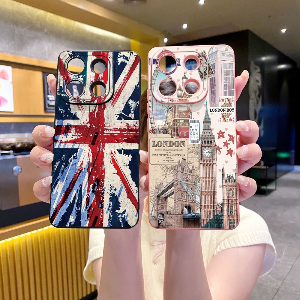 For Xiaomi Redmi Note 13 12 Pro 5G 12S 11S 13C A1 10 Pro 4G 10S Redmi 10C 9C Lodon Flag Full Protective Case Anti Drop Cover