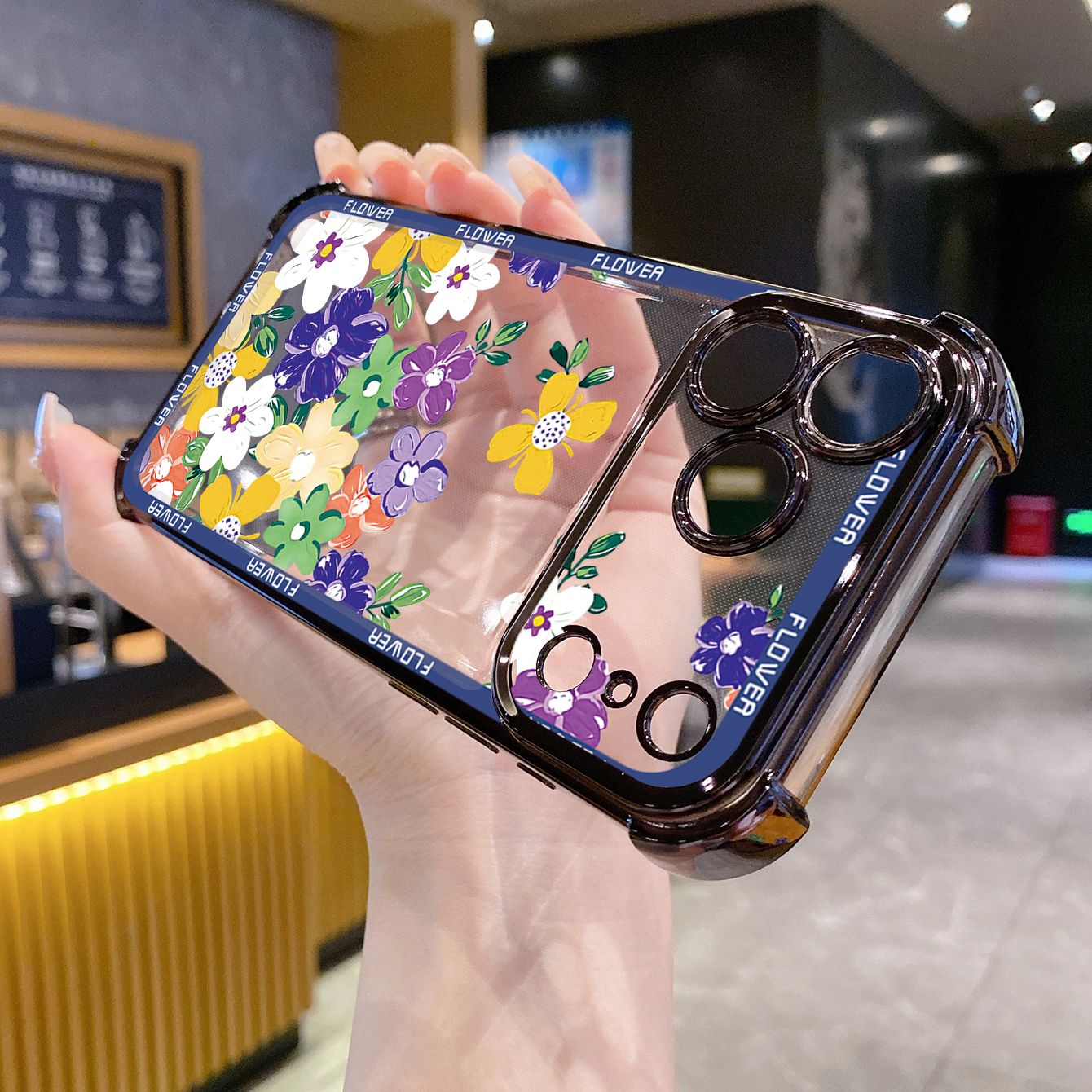 for iPhone 17 Pro Max 16 15 14 Plus Plating Phone Case Shockproof Cover Beauty Flower Women