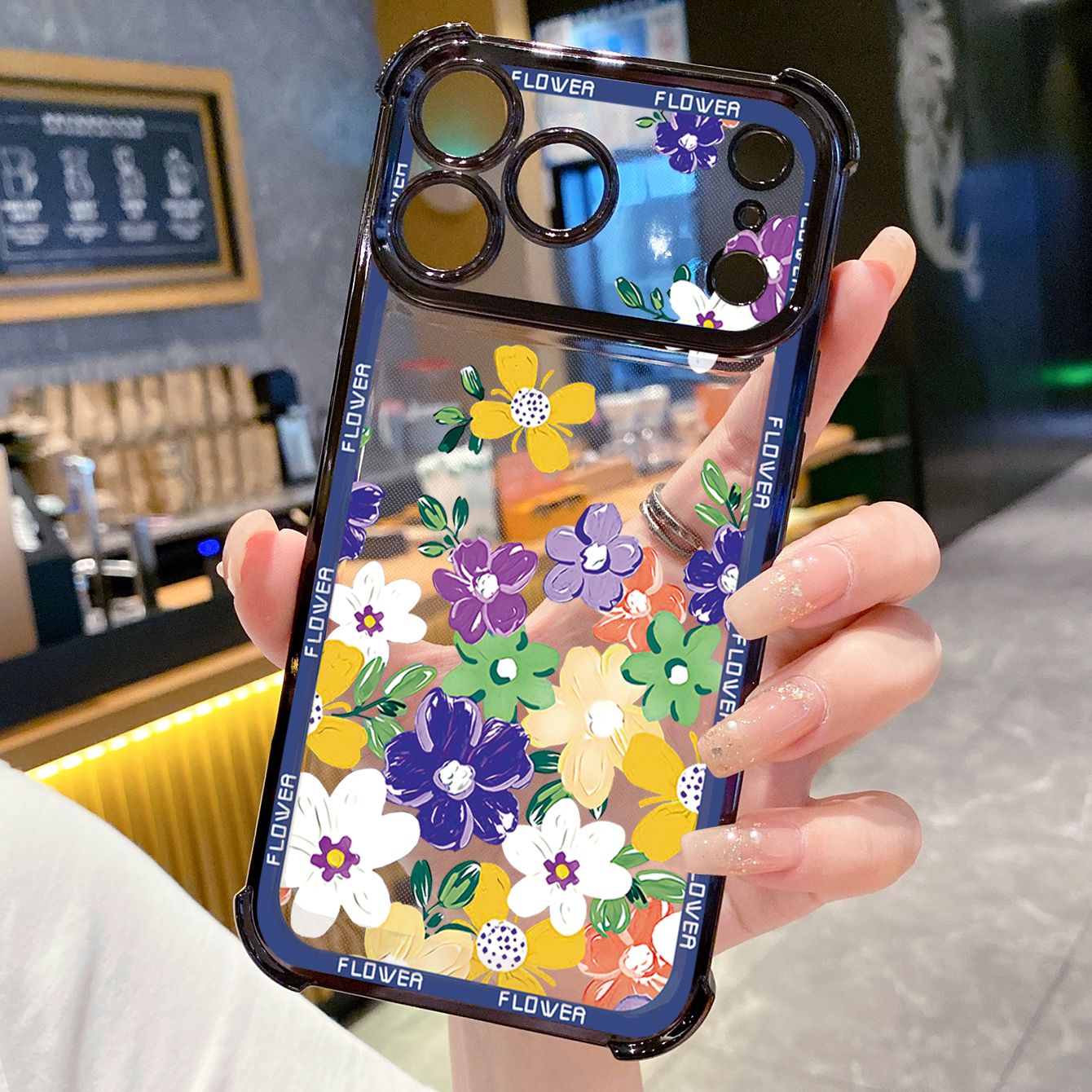 for iPhone 17 Pro Max 16 15 14 Plus Plating Phone Case Shockproof Cover Beauty Flower Women