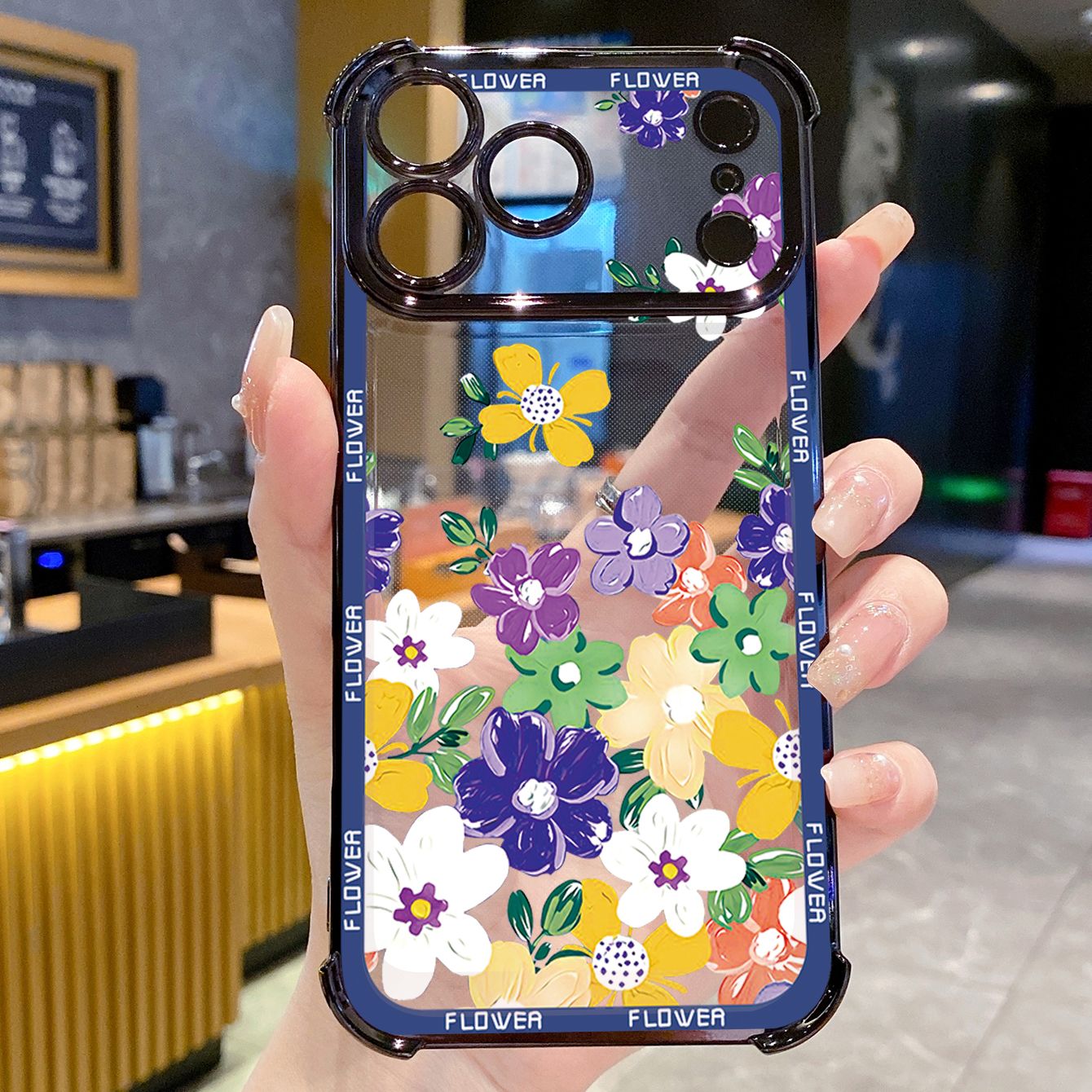 for iPhone 17 Pro Max 16 15 14 Plus Plating Phone Case Shockproof Cover Beauty Flower Women