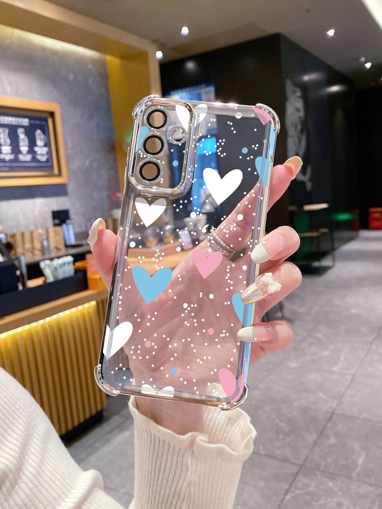 For Samsung Galaxy A15 A05 A35 A55 A14 A34 A33 A53 A73 A32 A56 A36 A06 A16 Couple Heart Cute Bunny fox Plating Frame Clear Phone Case Anti-shock Cover