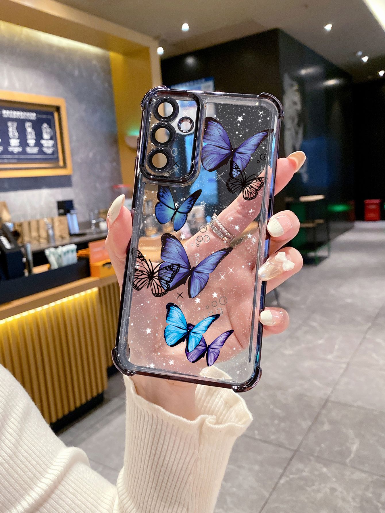 For iPhone 16 15 Pro Max 14 Plus 13 12 11 XR 8 7 SE 2022 XS Luxury Butterfly Plating Frame Clear Phone Case Anti-shock Cover
