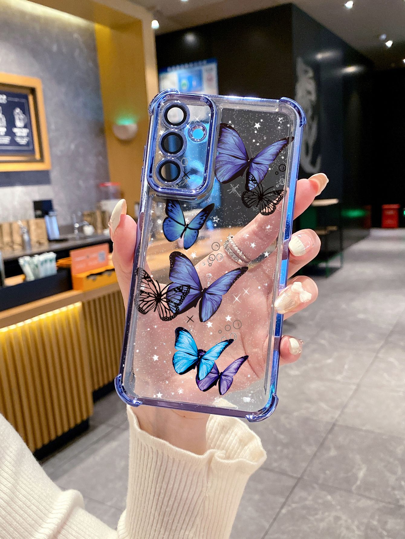 For iPhone 16 15 Pro Max 14 Plus 13 12 11 XR 8 7 SE 2022 XS Luxury Butterfly Plating Frame Clear Phone Case Anti-shock Cover