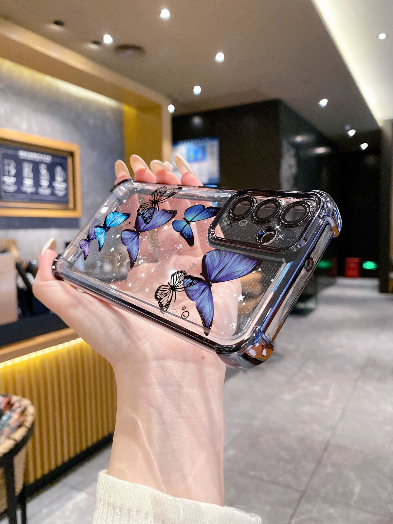 For iPhone 16 15 Pro Max 14 Plus 13 12 11 XR 8 7 SE 2022 XS Luxury Butterfly Plating Frame Clear Phone Case Anti-shock Cover