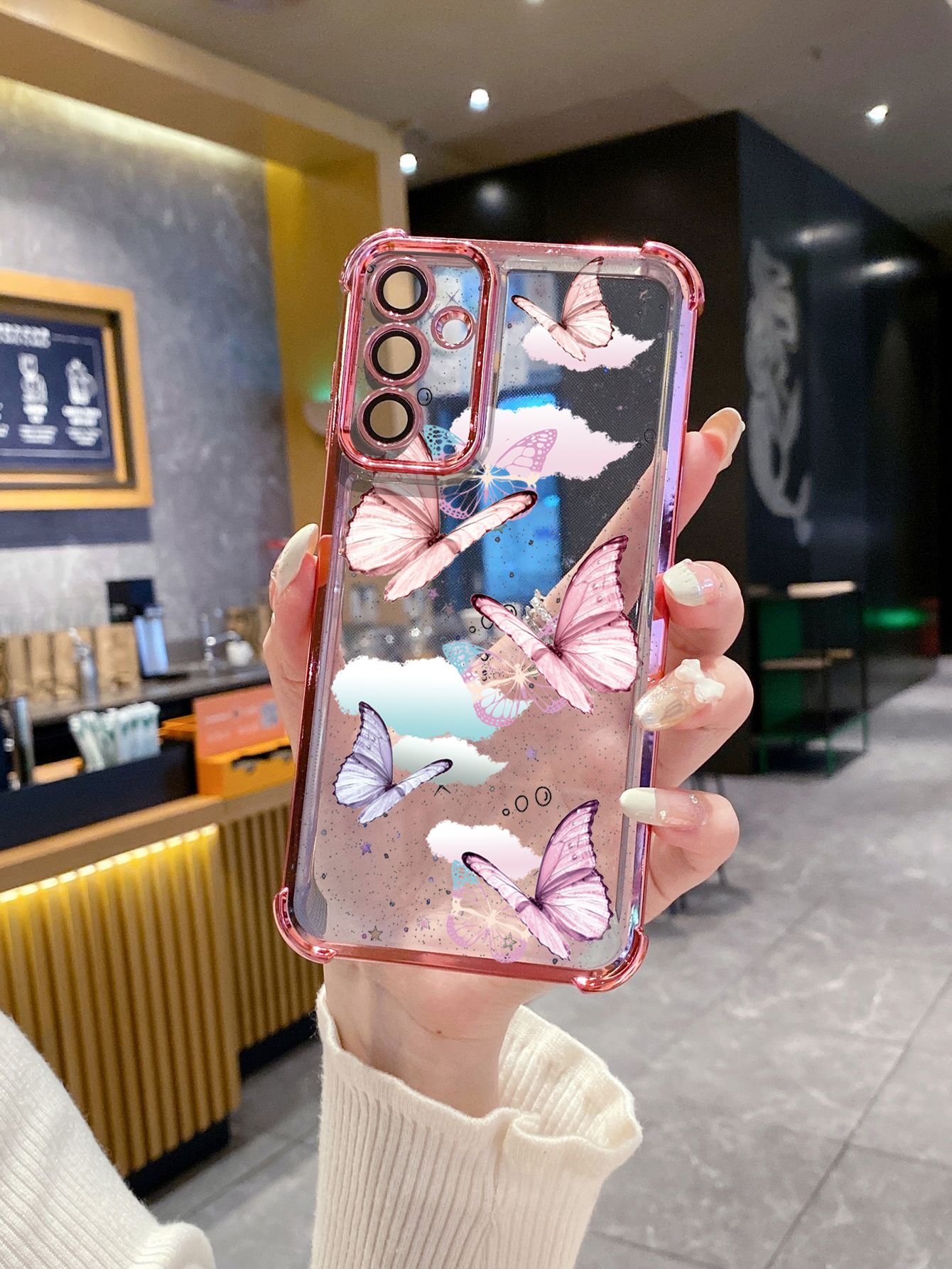 For iPhone 16 15 Pro Max 14 Plus 13 12 11 XR 8 7 SE 2022 XS Luxury Butterfly Plating Frame Clear Phone Case Anti-shock Cover