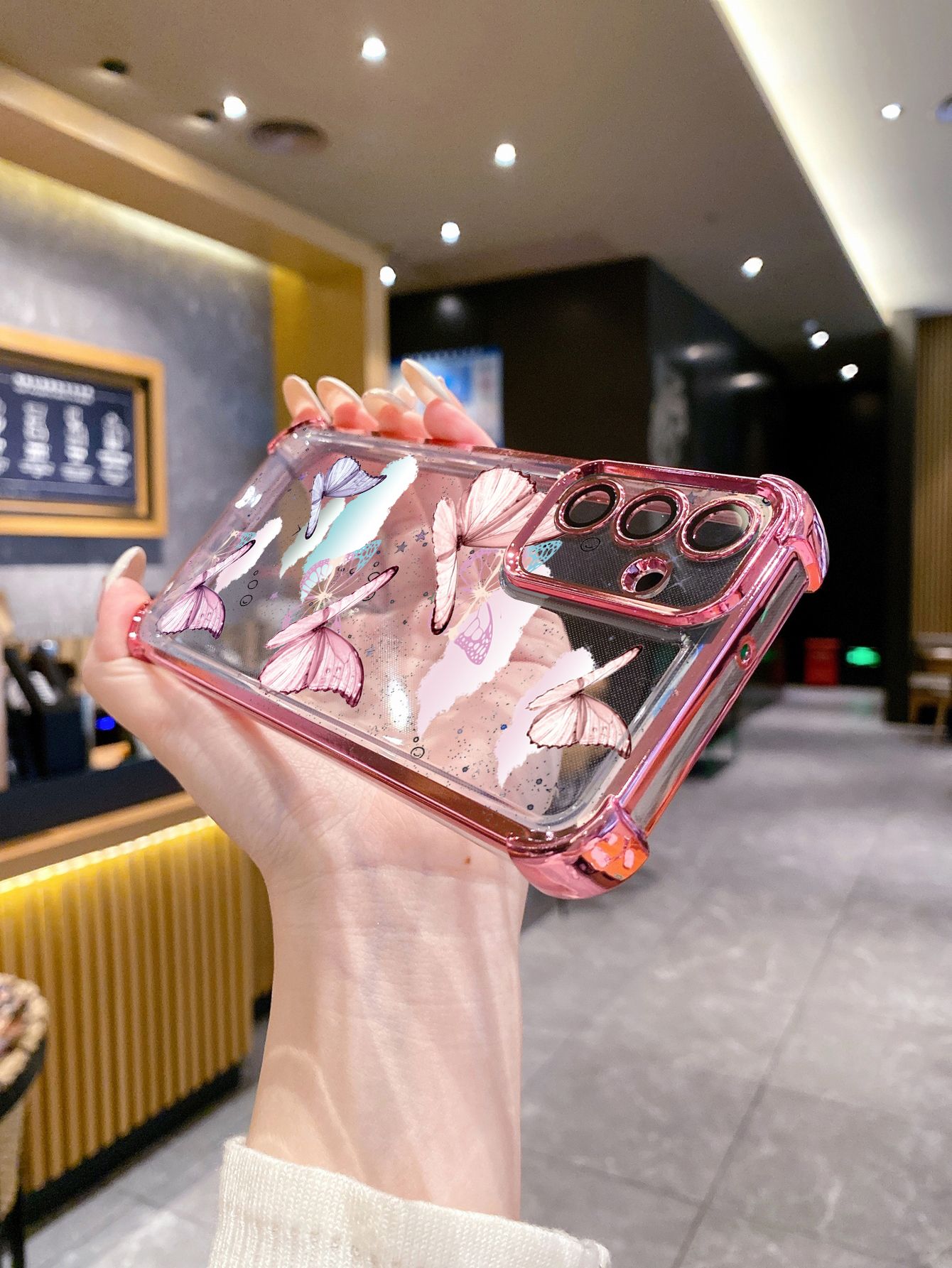 For iPhone 16 15 Pro Max 14 Plus 13 12 11 XR 8 7 SE 2022 XS Luxury Butterfly Plating Frame Clear Phone Case Anti-shock Cover