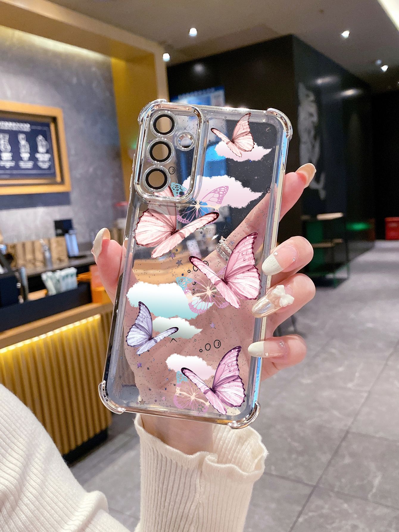 For iPhone 16 15 Pro Max 14 Plus 13 12 11 XR 8 7 SE 2022 XS Luxury Butterfly Plating Frame Clear Phone Case Anti-shock Cover