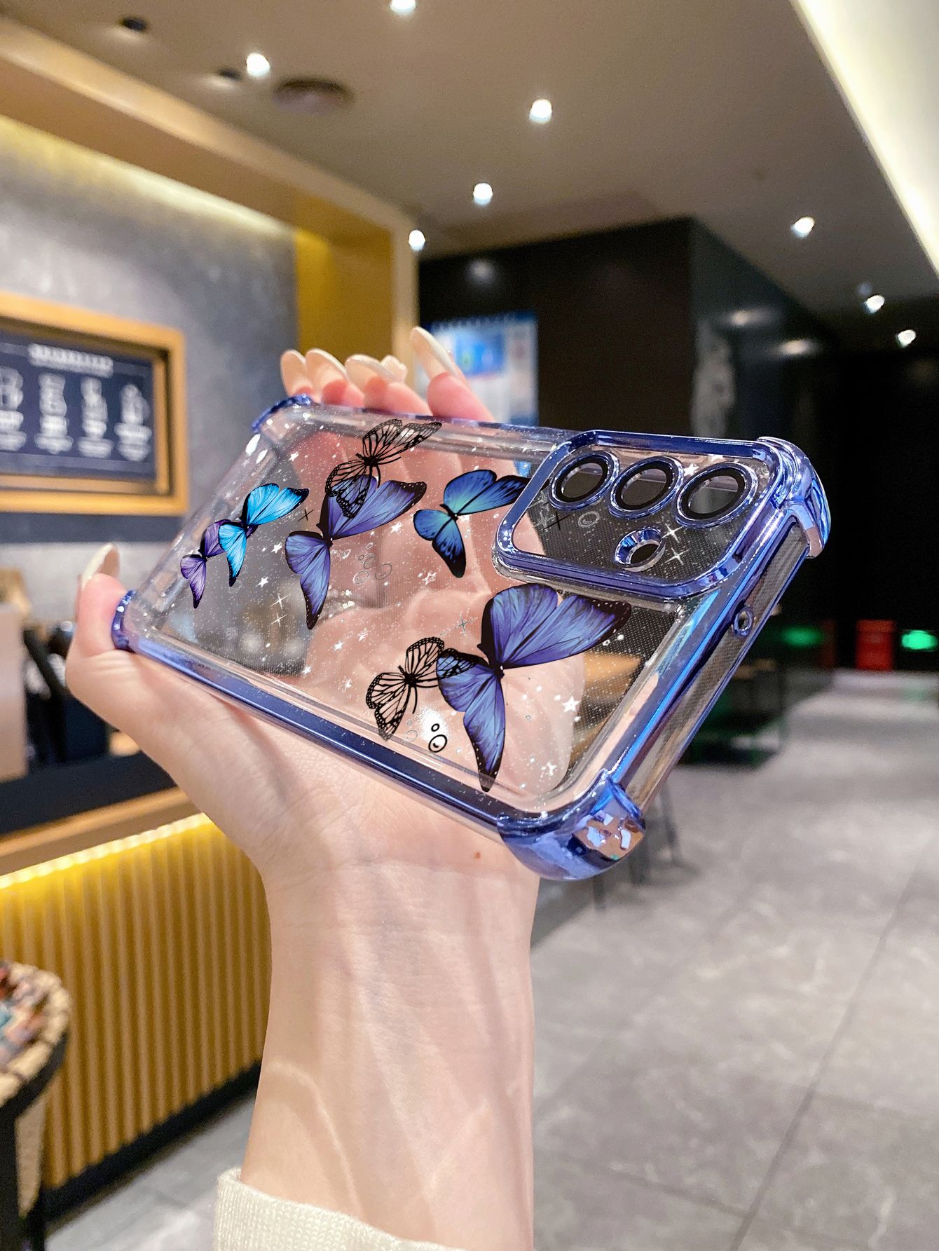 For iPhone 16 15 Pro Max 14 Plus 13 12 11 XR 8 7 SE 2022 XS Luxury Butterfly Plating Frame Clear Phone Case Anti-shock Cover