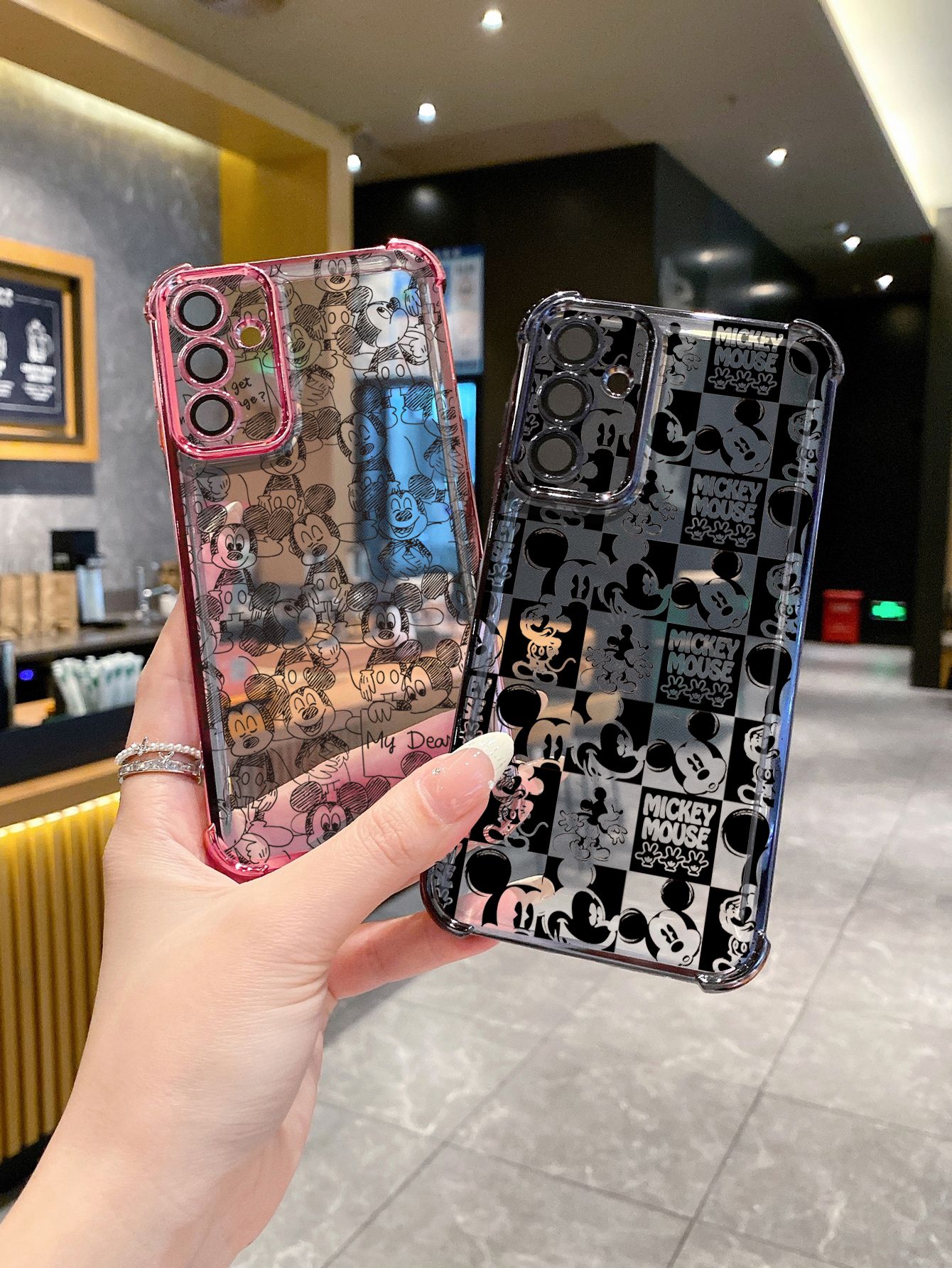 For Samsung Galaxy A15 A05 A35 A55 A14 A34 A33 A53 A73 A32 A56 A36 A06 A16 Mini Mickey Plating Frame Clear Phone Case Anti-shock Cover