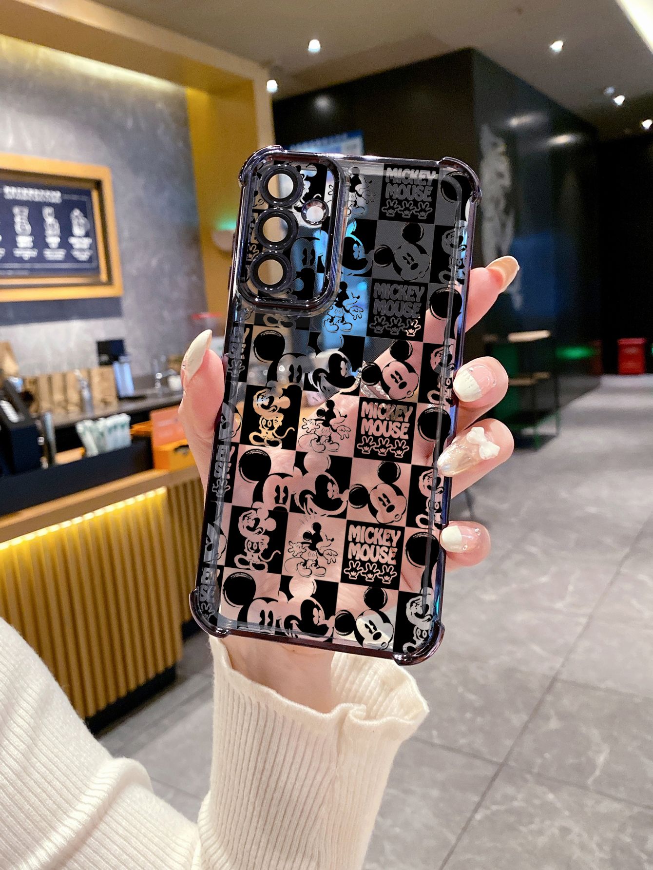 For Samsung Galaxy A15 A05 A35 A55 A14 A34 A33 A53 A73 A32 A56 A36 A06 A16 Mini Mickey Plating Frame Clear Phone Case Anti-shock Cover