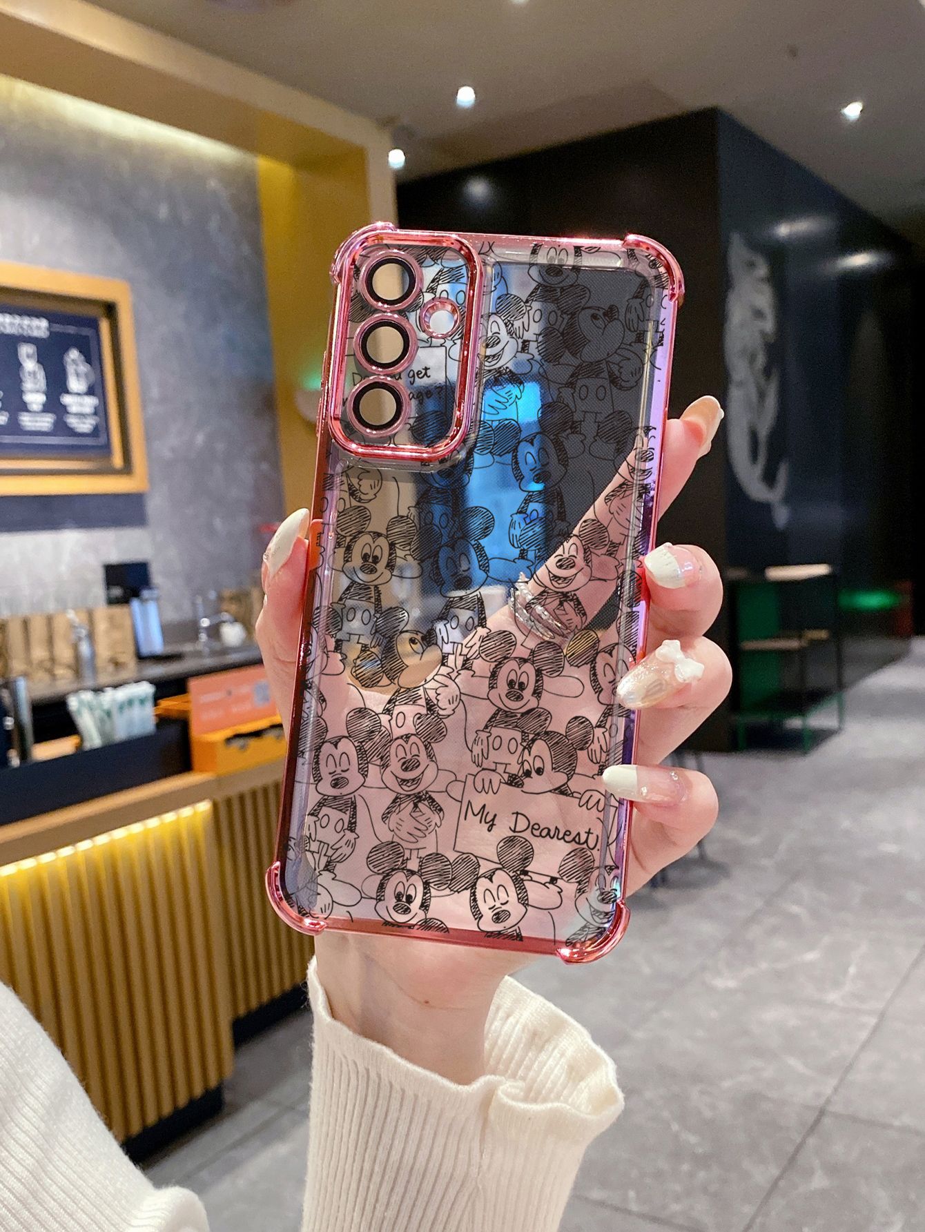For Samsung Galaxy A15 A05 A35 A55 A14 A34 A33 A53 A73 A32 A56 A36 A06 A16 Mini Mickey Plating Frame Clear Phone Case Anti-shock Cover