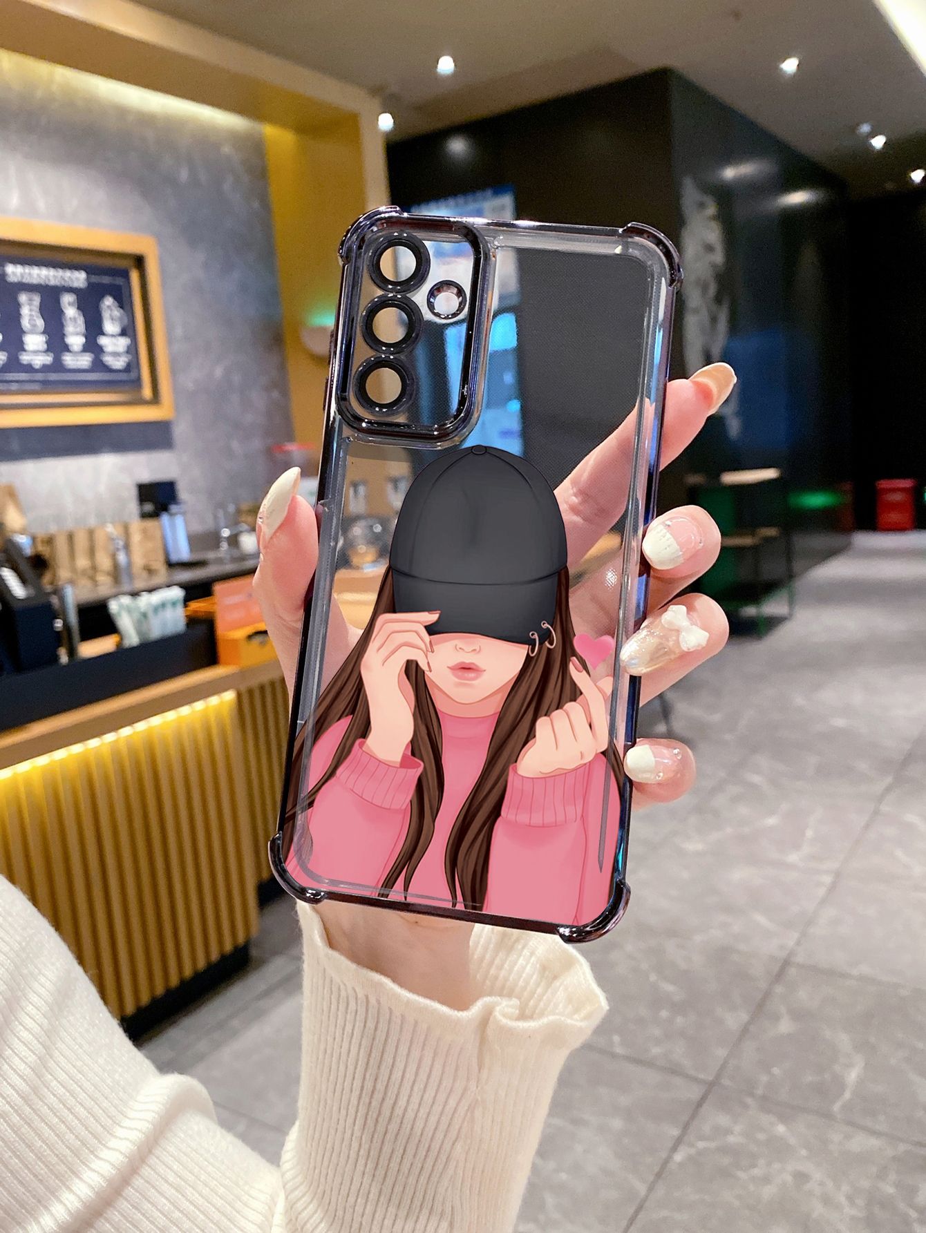 For Samsung Galaxy S25 S24 S23 Ultra S22 Plus S21 FE S20 Beauty Flower Girl Plating Frame Clear Phone Case Anti-shock Cover