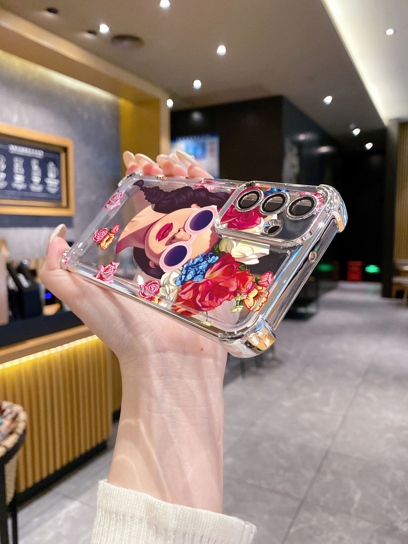 For OPPO A3X A2 Pro A1 A60 A18 A38 A17 A16 A57 A77 4G A59 A98 A78 A58 5G Beauty Flower Girl Plating Frame Clear Phone Case Anti-shock Cover