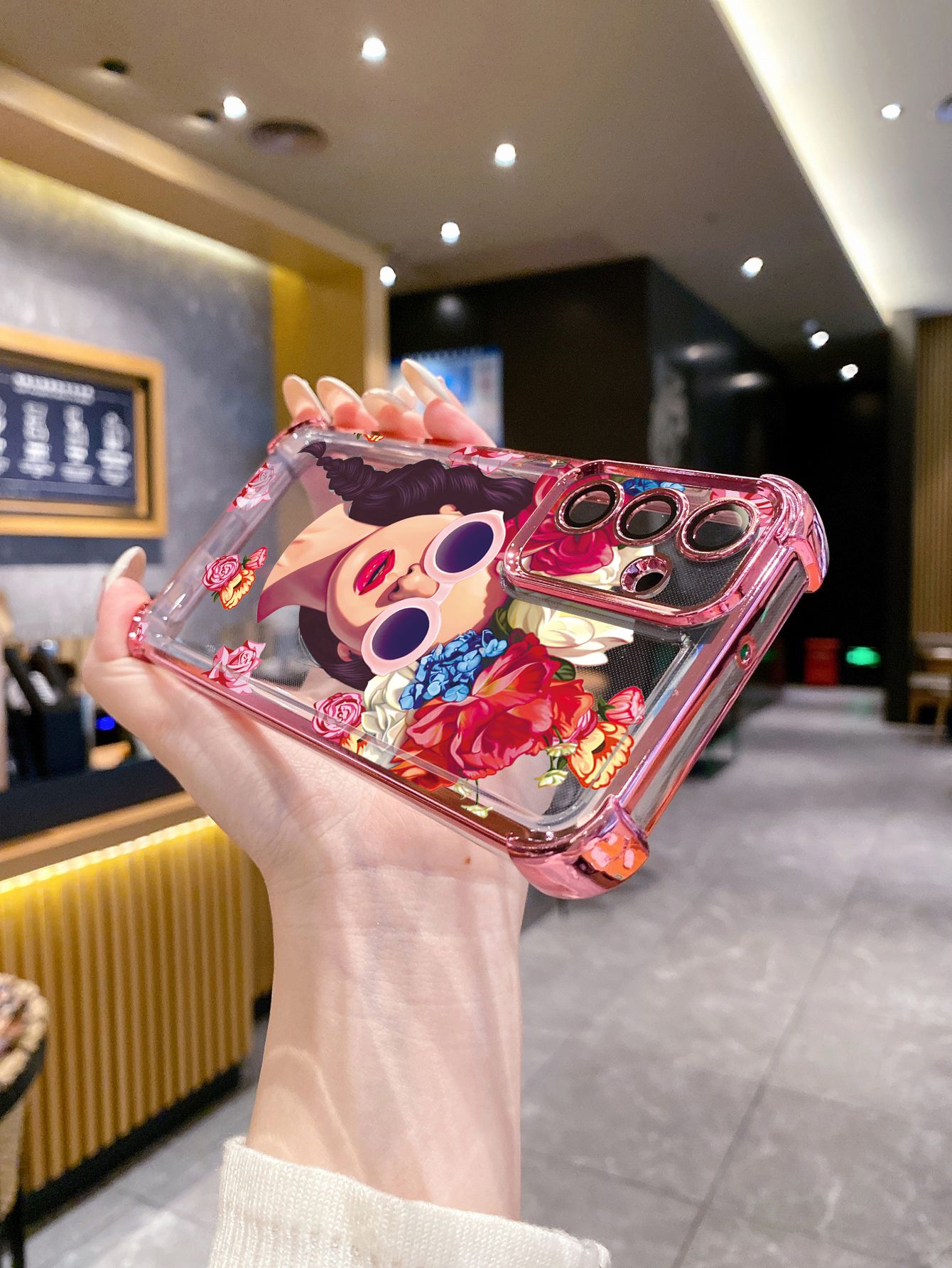 For OPPO A3X A2 Pro A1 A60 A18 A38 A17 A16 A57 A77 4G A59 A98 A78 A58 5G Beauty Flower Girl Plating Frame Clear Phone Case Anti-shock Cover