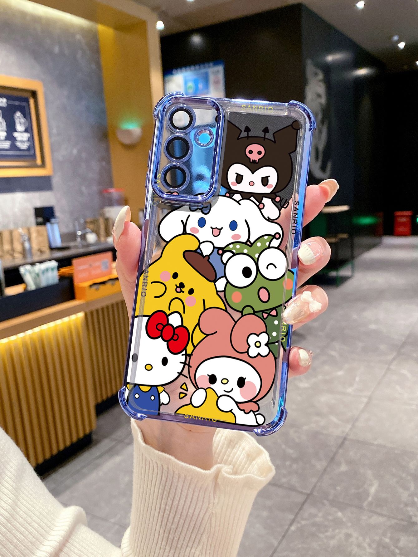 For Samsung Galaxy A15 A05 A35 A55 A14 A34 A33 A53 A73 A32 A56 A36 A06 A16 Kuromi My Melody HelloKitt Plating Frame Clear Phone Case Anti-shock Cover